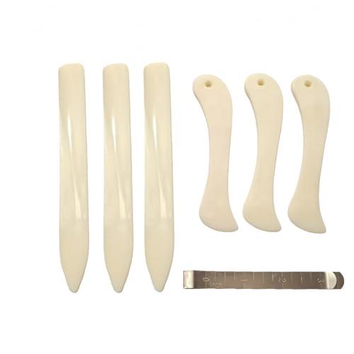 12 Pcs Sewing Seam Markers Bone Folder,Tailor's Fabric Markers Creaser,Plastic Bone Folder Paper Creaser, Folding Bookbinding Tool, Origami Tools,with Metal Sewing Edge clamp