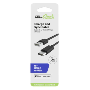 CellCandy USB-C/A Charge & Sync Cable, Black
3 ft