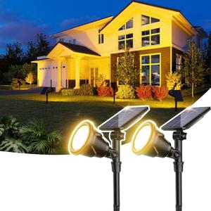ROSHWEY Solar Spot Lights Outdoor Spotlight 18 LED Waterproof Landscape Spotlight for Garden Lawn Backyard Patio Porch Wall Deck Garage (WarmWhite- 2 Pack)