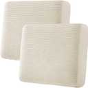 H.VERSAILTEX Super Stretch Individual Seat Cushion Covers Sofa Covers Couch Covers Slipcover Sets Thick Jacquard Textured Twill Fabric (2 Piece Large Sofa Cushion Covers, Natural)