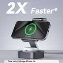 3 in 1 Wireless Charging Station for Apple Devices, Magnetic Foldable Travel Fast Charger Stand Compatible with MagSafe for iPhone Air/17/16/15/14/13/12 Series, Apple Watch & AirPods Pro/4/3/2-Black