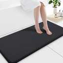 Smiry Memory Foam Bath Mat 47x17, Extra Soft and Absorbent Bathroom Mats, Non Slip Washable Carpet for Floor, Shower and Tub, Black