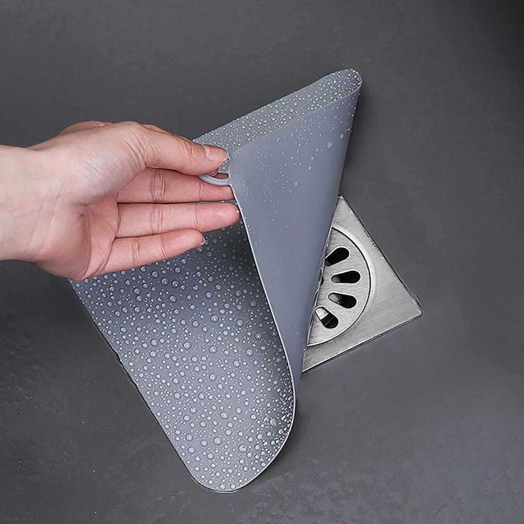Silicone Tub Stopper Floor Drain Cover,2 Pieces Sewer Anti-Odor Mat Deodorizing Drain Plugs for Kitchen,Bathroom and Laundry(6x6 inch) Grey