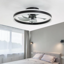 Ceiling Fans with Lights and Remote, 20'' Low Profile Ceiling Fan, 3000-6000K Dimmable Modern Flush Mount LED Fandelier, 6 Speeds Reversible DC Motor, Black Ceiling Fan for Bedroom Living Room