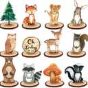 Uflashmi 12Pcs Woodland Animal Tabletop Centerpieces Decor, Forest Wild Animal Cutout Shapes for Woodland Baby Shower Party Decorations, Wood