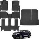 Floor Mats for Toyota Sequoia 2012-2022 (with 2nd Row Bench Seats), Trunk Mat and Backrest Mat All Weather TPE Protector for Toyota Sequoia Accessories (Not for 2nd Row Captain Seats)