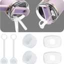 2Sets Silicone Spill Proof Stopper for Stanley 40/30 oz Quencher H2.0 Tumbler with Handle for Stanley Cup Accessories Including 2 Straw Cover Cap, 2 Round Leak Stopper 2 Square Spill Stoppers