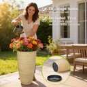 ZMTECH 4 Pack Plastic Planters 24/21/12/10 in, Beige Faux Stone Finish Round Flower Pots with Drainage Holes & Saucers, Large Tall Plant Pots for Indoor Outdoor, Patio Garden Decor, Plant Containers