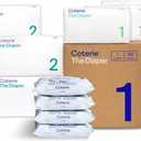 Coterie Baby Wipes + Diapers Kit, Size 1 (99 Count) & Size 2 Diapers (186 Count), 4 Pack (224) Baby Wipes with 99% Water, Plant Based Materials, Hypoallergenic for Sensitive Skin