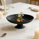 Large Black Decorative Bowl, Decorative Fruit Bowl for Kitchen Counter, Modern Pedestal Bowl for Home Decor, Stylish Key Bowls for Entry Table, Coffee Table Decorations, 11.6” Diameter & 3.8”Height