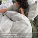 Bedsure Striped Duvet Cover Queen, 100% Washed Cotton Duvet Cover LinenLike, PureWoven with Reversible YarnDyed Design & DoubleStitch Craft, 3-Piece with Zipper Closure, Stripes White, 90"x90"
