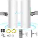 5.8G Wireless Bridge with Pole/Wall Mount Bracket - Extend Starlink Internet to Outdoor Access Point, 2 Miles Point to Point Starlink WiFi Extender with PoE Adapter, IP65 Waterproof Rating (2-Pack)