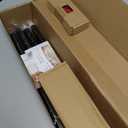 Black Curtain Rods 32 to 58 Inches (2.6-4.8ft), USFOOK 7/8 Inch Telescoping Splicing Drapery Rods for Windows 20 to 54 Inch, Decorative Translucent Finials