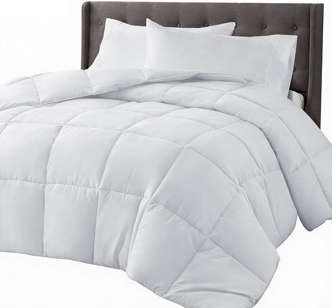 COHOME Quilted Twin/Twin XL Comforter - All-Season Down Alternative Duvet Insert - Luxury Hotel Cooling Pure White Comforter with Anti-Clump Tech & 8 Tabs - Reversible 64"x88"