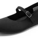 DREAM PAIRS Women's Mary Jane Ballet Flat Shoes Dressy Foldable Knit Flats with Arch Support Comfortable for Casual Work Office (8, Black)