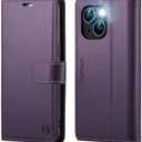 FLIPALM Wallet Case for iPhone 15 Series, RFID Blocking Credit Card Holder, PU Leather Folio Flip Kickstand Protective Shockproof Cover for Apple 15 Series (Purple, iPhone 15-6.1")