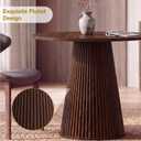 Small Round Table for 2-4, 31.5" Fluted Dinner Table with Pedestal Base, Space-Saving Circle Table for Apartment, Restaurant, Kitchen