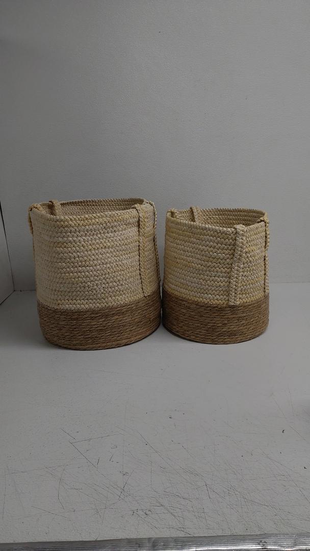 Jute Baskets, Pack of 2 (Size 15"x15", 13"x13")