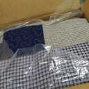 Chezmoi Collection Addy 3-Piece Navy Blue White Gray Taupe Plaid Patchwork Quilt Set - Pre-Washed Cotton Quiltd Lightweight Reversible Bedspread for All Seasons, Oversized King Size
