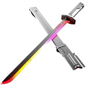 Colorful Streamer Glowing Sword Toys with Spray & Sound Effects Suitable for Cosplay Halloween Props Collect Decoration, 31.5 inches