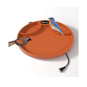 hodzumrac Heated Bird Bath, 75W Thermostatically Controlled Birdbath Heater with 2 Food Trough, Heated Bird Feeder for Winter Outdoor Patio Lawn & Garden Decoration, with Mounting Hardware