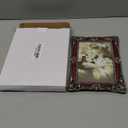 LXZ Vintage Retro Brass Plated Metal Picture Frame Decorated with Crystals - Clear Glass Front Cover - Tabletop Display Vertically or Horizontally, Size 4 x 6 Inches