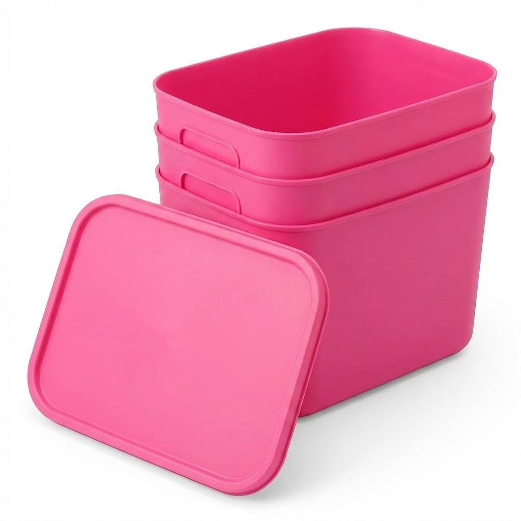 4 Pack Hot Pink Storage Container Boxes