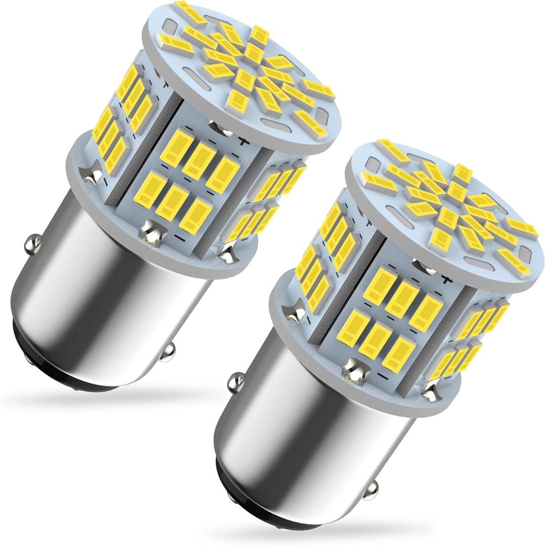 1157 Led Brake Light Bulb, 12V-24V 1157 7528 2357 2057 BAY15D LED Replacement Light Bulb for Brake Tail Light for Car RV Trailer Boat, 54SMD 3014 Chipset White light, 2PCS