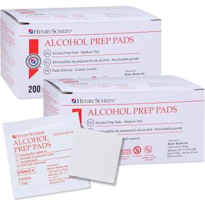 Henry Schein Alcohol Prep Pads, Medium Size, 400 Count - 70% Isopropyl Alcohol, Individually Wrapped, Sterile Wipes for Medical & Everyday Use
