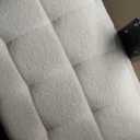 Furniliving Wide Desk Chair, Faux Fur Upholstered Office Chair with Wheels, Adjustable Accent Chair with Thicken Seat, Computer Chair for Living Room, Study Room, Home Office, IvoryWhite