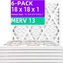 18x18x1 (6-Pack) MERV 13 Pleated Air Filter (Actual Size: 17.75"x17.75"x0.75") MPR 1900 & FPR 10, Furnace Air Filters,18x18x1 air filter