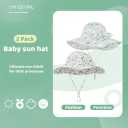 Baby Girl Sun Hat 2Pack Infant Toddler Swim Wide Brim Strap Bucket Hat with UPF 50+ Adjustable
