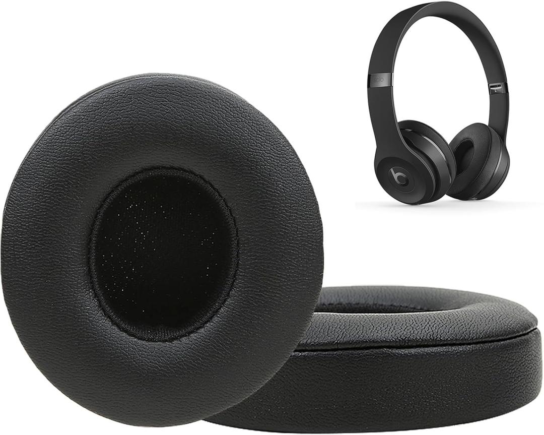 Ear Pads Cushions for Beats Solo3/Solo2 A1796/B0534 Wireless Headphones with Upgraded Memory Foam& Sweat-Proof Protein Leather (Black)