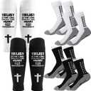 4 Pcs Grip Socks Soccer and Shin Guard Sleeves, 2 Pairs Anti Slip Socks 2 Pairs Inspirational Verse Sleeve for Men Women