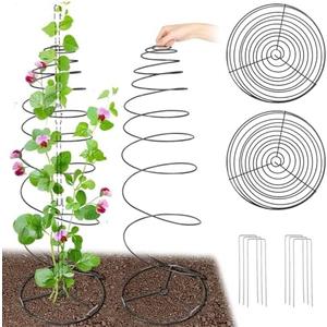 1Pack Garden Trellis for Climbing Plants - 10"-55" Adjustable Small Spiral Pea Trellis, Metal Vine Plant Tower Supports for Sugar Snap Pea Bean Flower Potted Raised Bed (Stake Not Included)