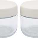 Coffee Canister Travel Jar, Mini Airtight Glass Food Storage Container Holds 220g/280ml, Keep Fresh and Dry for Coffee Bean Nuts Sugar, White Set of 2