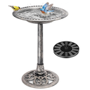 VIVOHOME Bird Bath with Solar Fountain for Outside, Polyresin Pedestal Bird Baths with Solar Powered Pump for Outdoor, Garden, Weather-Resistant Birdbaths with 20" Bowl, Gray