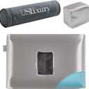 USlixury Ear Piercing Pillow with Foam Plug, Ear Plilow with Off Center and 4.7"X3.2" Ear Hole, Soft CertiPUR-US Memory Foam, Piercing Plilow for Side Sleepers, Satin, Grey, 16"X11"X4''