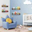 Forbena 24 Inch Wooden Floating Nursery Book Shelves for Wall, Walnut Nursery Bookshelf Wall Mounted for Kids Bedroom, Large Kids Floating Bookshelves for ChildToys Classroom Books Decor (Dark Brown), 23.6 Inch