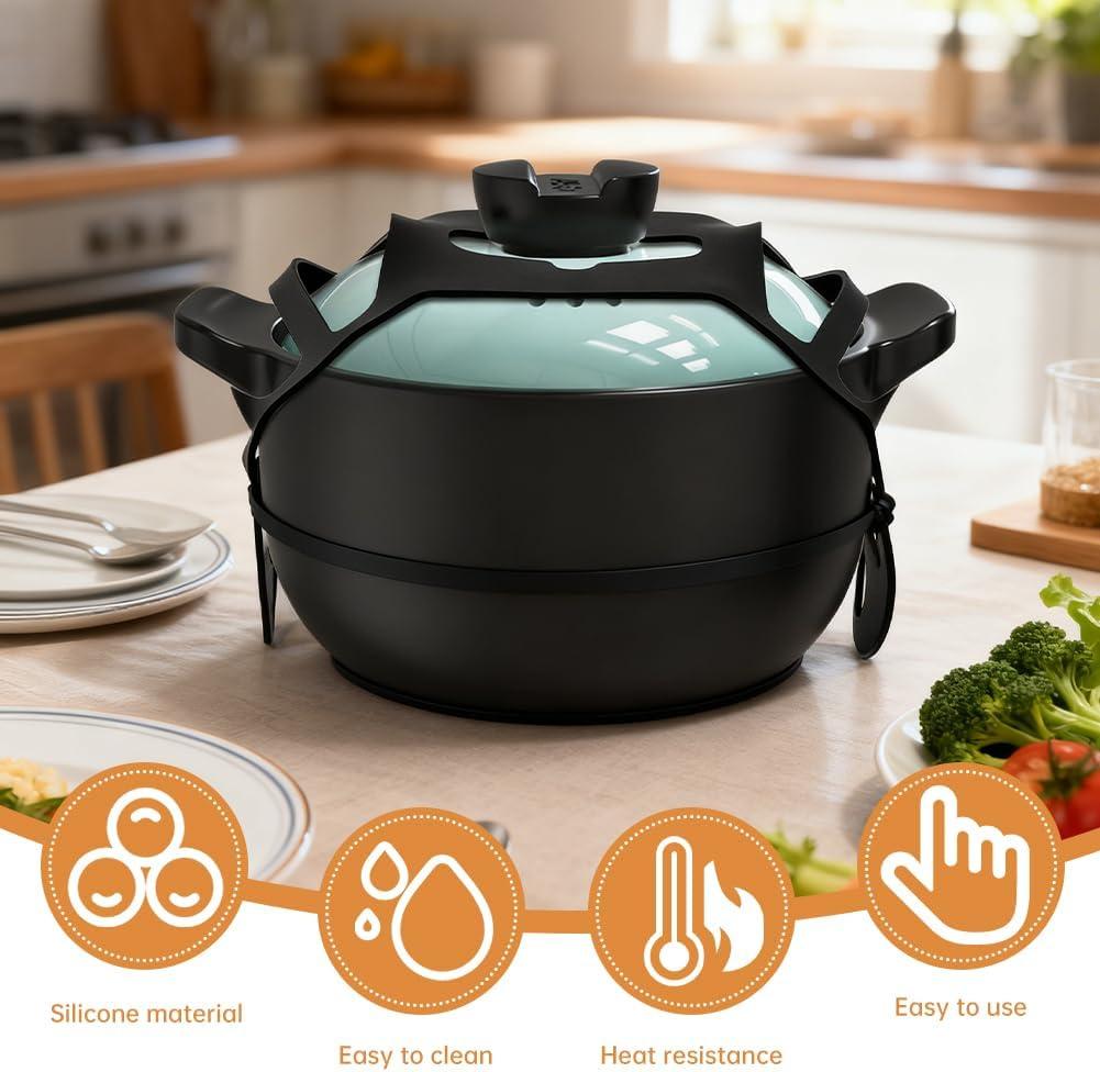 Silicone Lid Lock Strap for Crock pot Slow Cooker (6/7/8 Quart) - Universal Crock pot Lid Holder & Reusable Strap Alternative | Heat-Resistant, No-Spill Design Transport Accessories