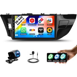 SIXWIN 2G+64G Android 13 Car Stereo for Toyota Corolla/Levin 2014-2017 with Wireless CarPlay Android Auto Mirror Link 10.1 Inch Touchscreen Bluetooth GPS Navigation WiFi FM Backup Camera MIC