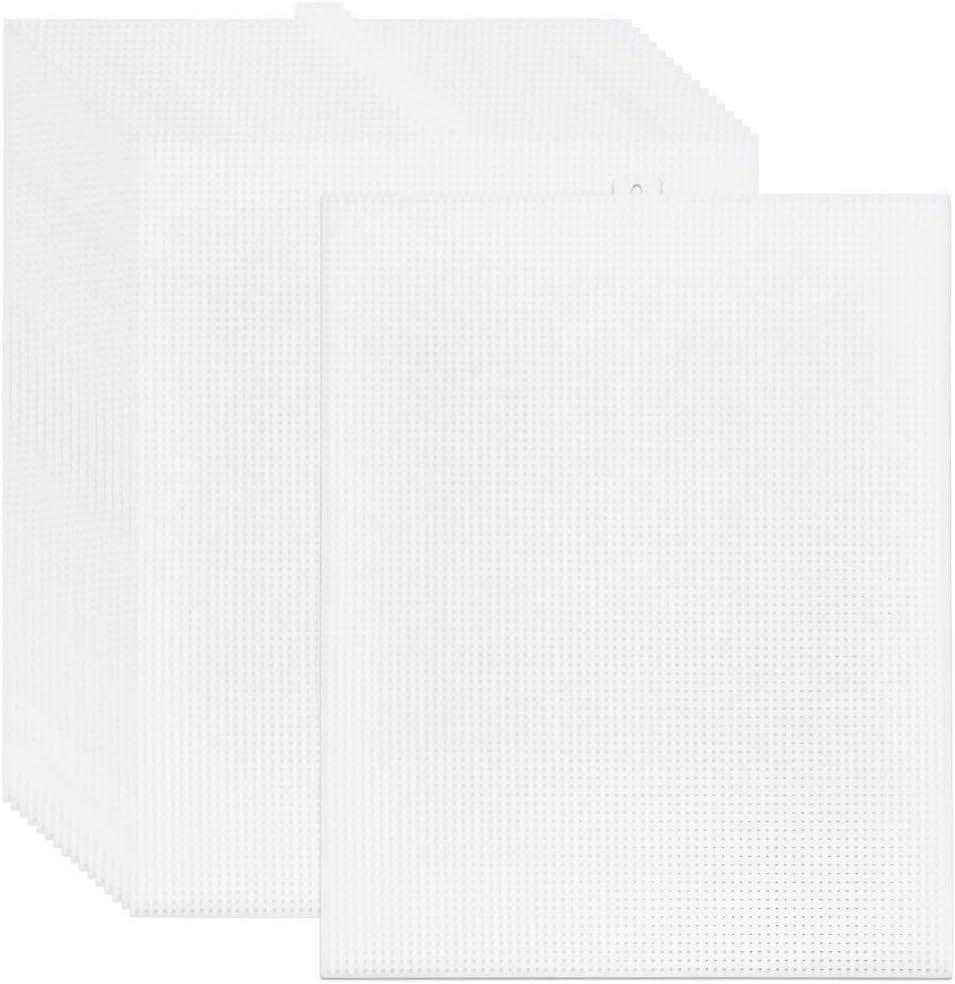 BUYGOO 20 Pack 7 Count Clear Plastic Mesh Canvas Sheets for Embroidery, Acrylic Yarn Crafting, Knit and Crochet Projects - 10.5'' x 13.5''