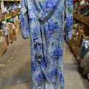 Adrianna Papell Women's Long Printed Gown (12, Blue Multi)