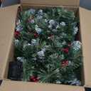 SHareconn 9FT Prelit Artificial Christmas Garland with Color Changing Lights and Timer by Batteries Operated for Mantle Table Stairs Fireplace Xmas Decoration, Holiday Indoor Outdoor, 9 FT, Snow