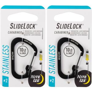 Nite Ize SlideLock 1.8 in. Dia. Stainless Steel Black Carabiner Key Holder