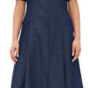 Vince Women's Denim Short Sleeve Shirt Dress (Deep Indigo) Small