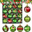 Christmas Decorations Ornaments for Tree - 16Pcs 2.4Inch Red and Green Glittering Hanging Ball Ornaments for Home Indoor Holiday Party Decor