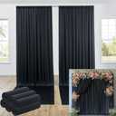30ftx12ft Wrinkle Free Black Backdrop Curtain, 6 Panels 12FT Height Black Wedding Backdrop Drapes, Silky Polyester Back Drop Cloth for Birthday Photography Background Party Backdrop Draping