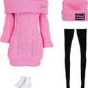 Doll Clothes, 5 Sets Outfits Winter Dresses Pants Windbreaker Hat for 11.5 inch Dolls Accessories Random Style (B)
