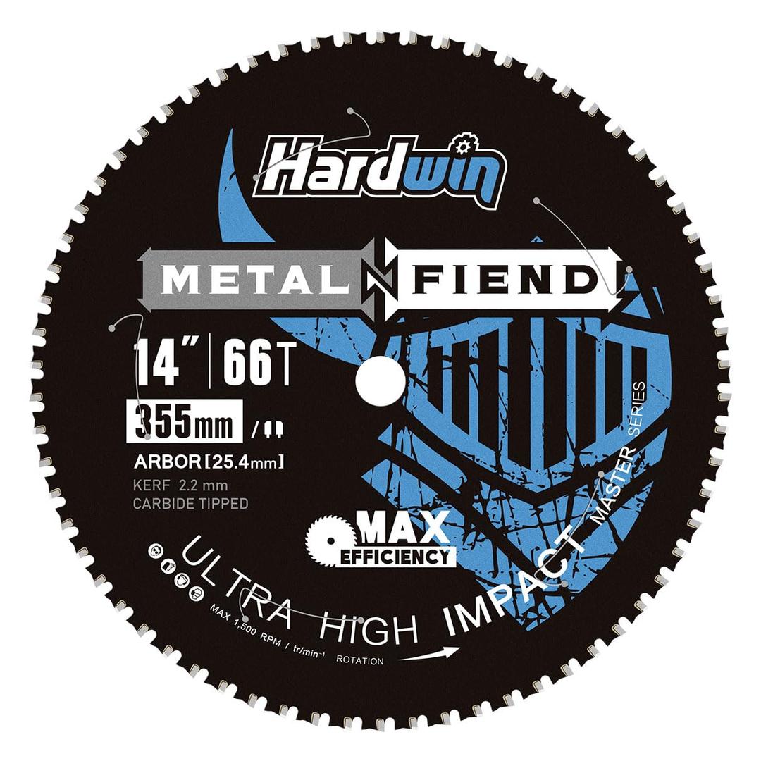14-Inch Chop Saw Blade, 66-Teeth Cermet Carbide Tipped for Evolution & Other Metal Cutting Saws  Thin Kerf, 1-Inch Arbor, Cuts Steel, Angle Iron, Threaded Rod